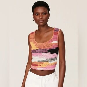 ALC Brayden Multicolor Cotton Knit Tank Crop Top Small